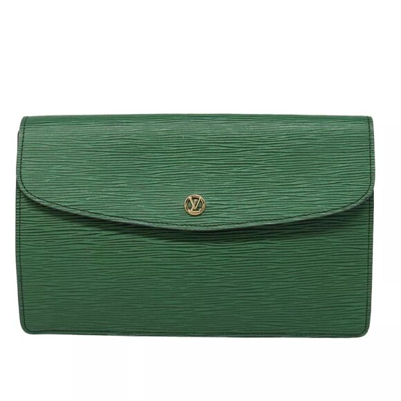 LOUIS VUITTON Epi Montaigne 27 Clutch Bag Green - Picture 1 of 16
